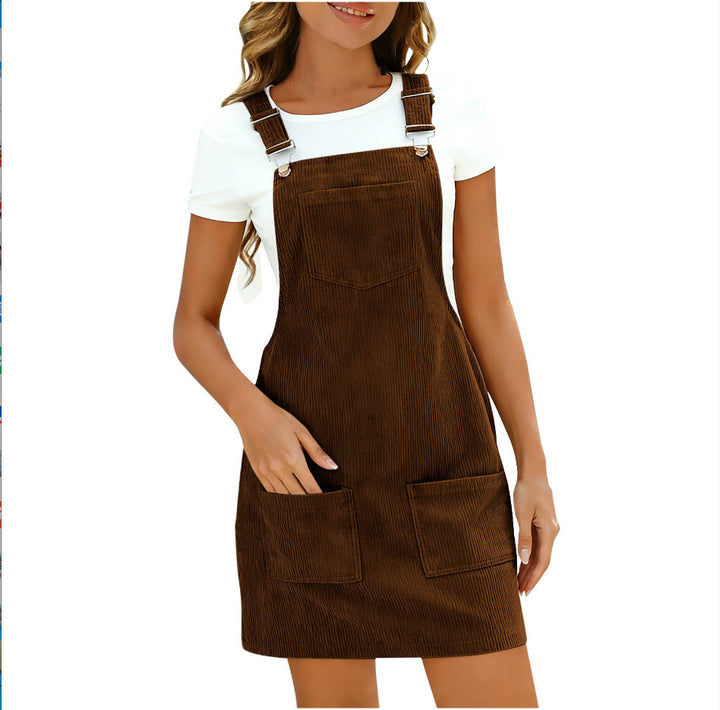 Damen Latzkleid aus hochwertigem Cordmaterial mit praktischen Taschen Drune