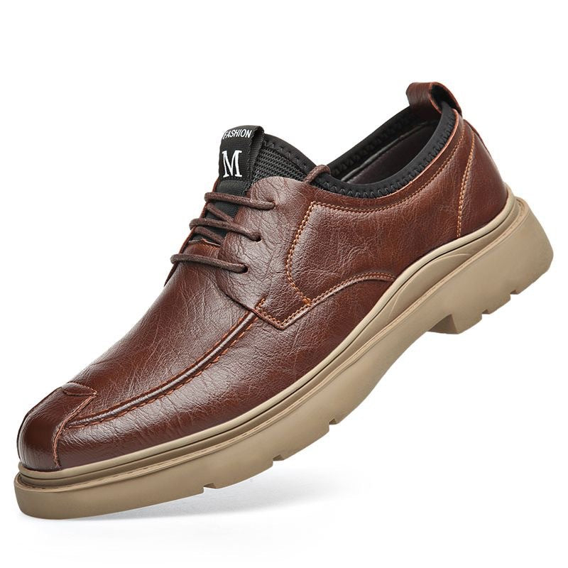 Herren Bequeme Leder Schnürschuhe mit rutschfester Sohle Drune