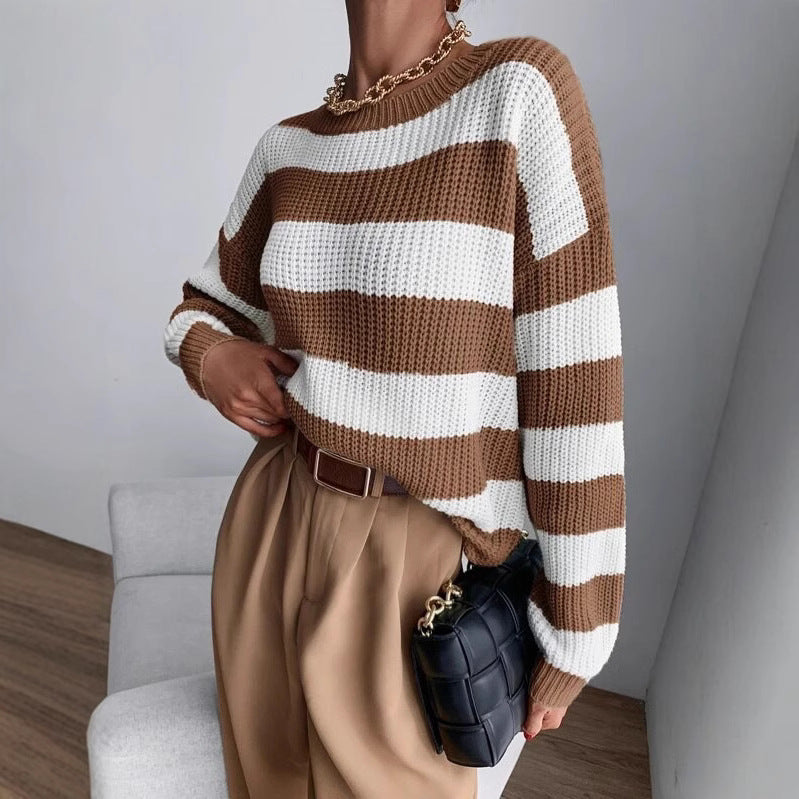 Damen lässiger Strickpullover im modernen Waffelmuster Drune