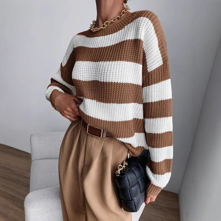 Damen lässiger Strickpullover im modernen Waffelmuster Drune