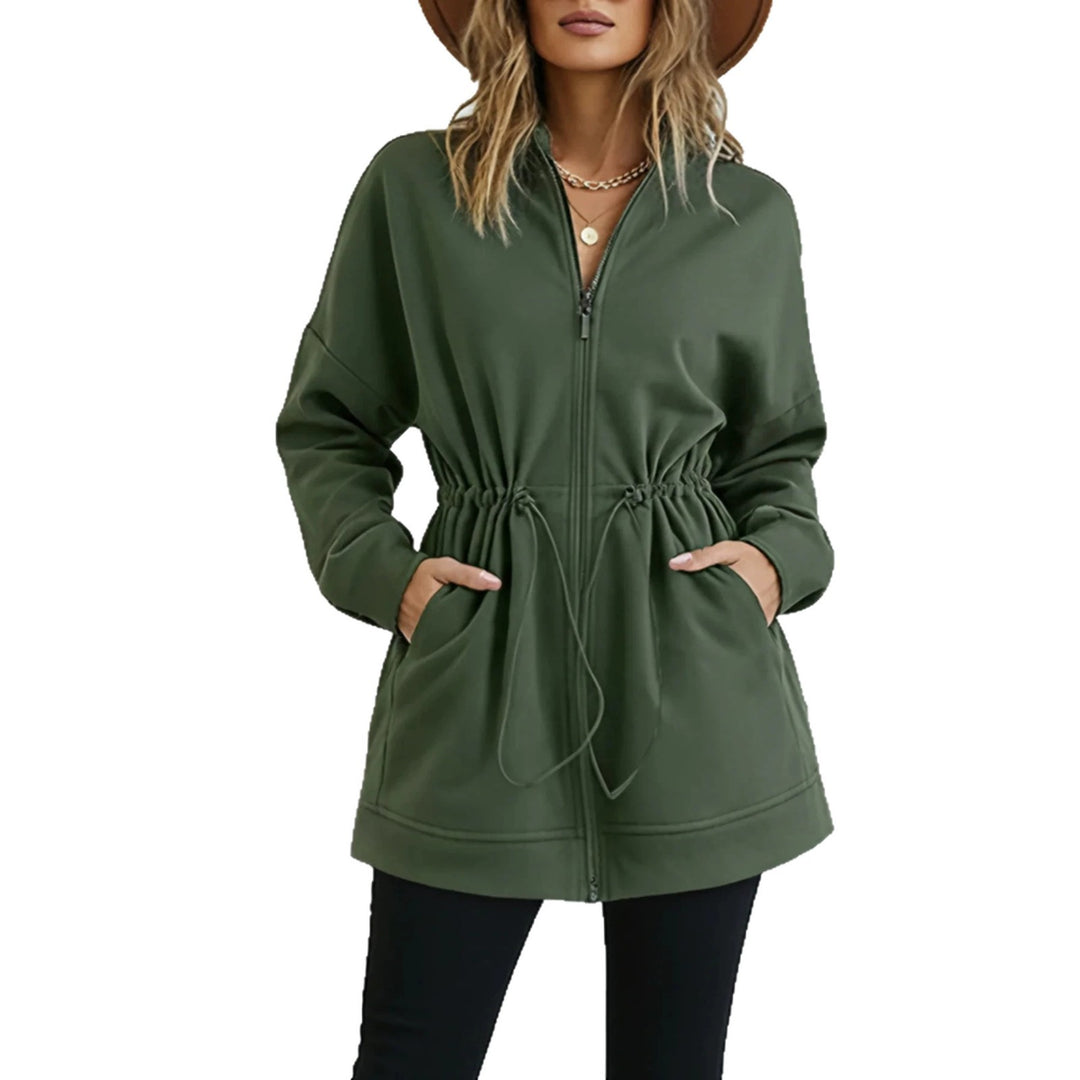 Damen Kapuzenjacke mit Taillen-Zugband, Reißverschluss und Eingrifftaschen Drune