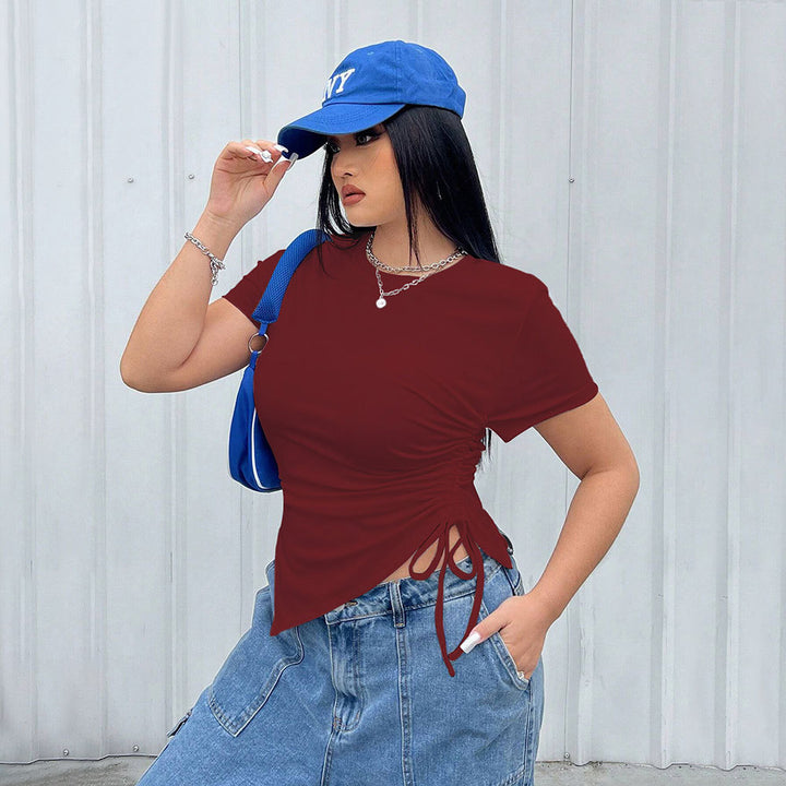 Damen T-Shirt mit seitlichen Riemen und asymmetrischem Schnitt Drune