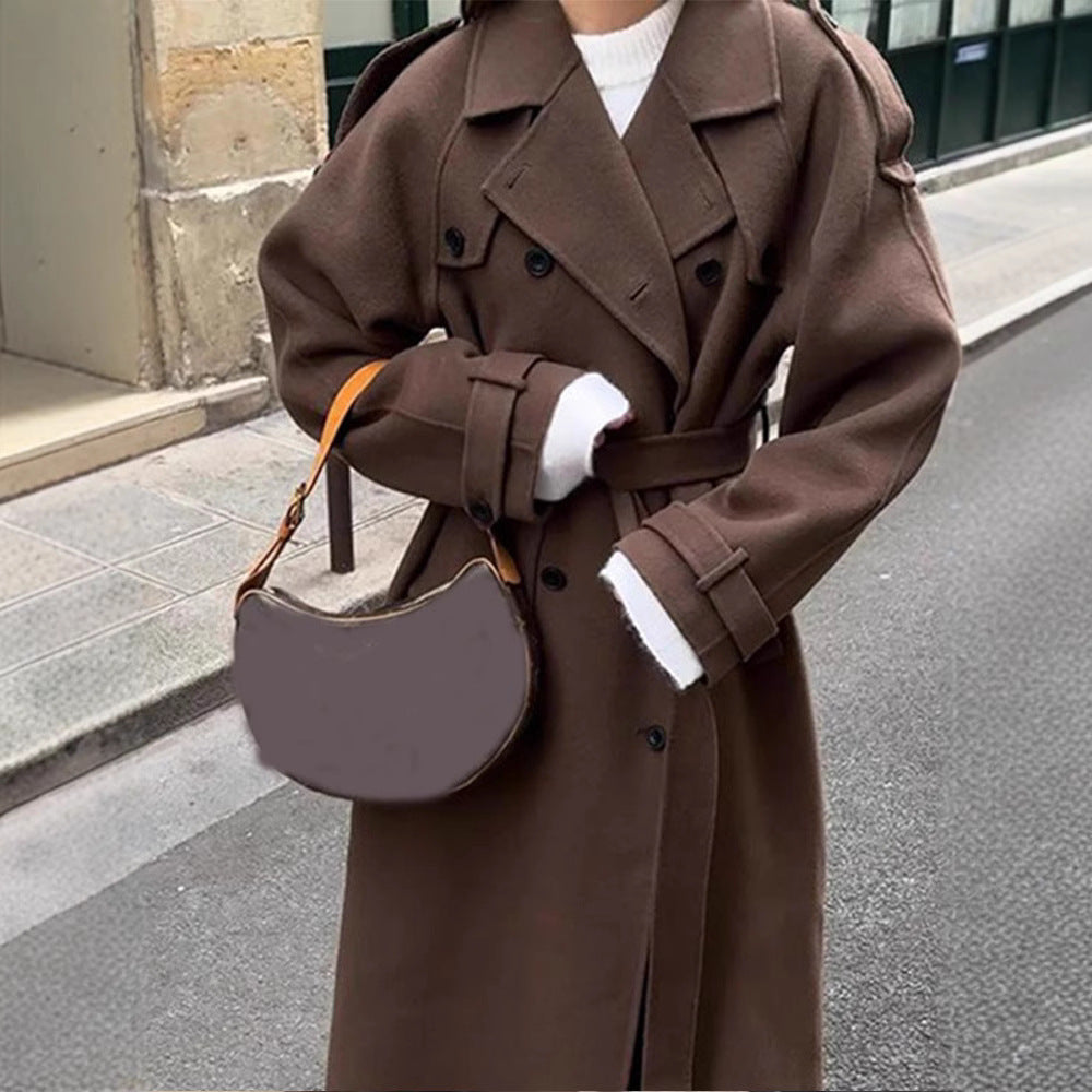 Damen zeitloser Trenchcoat aus hochwertigem Material mit gebundenem Gürtel Drune
