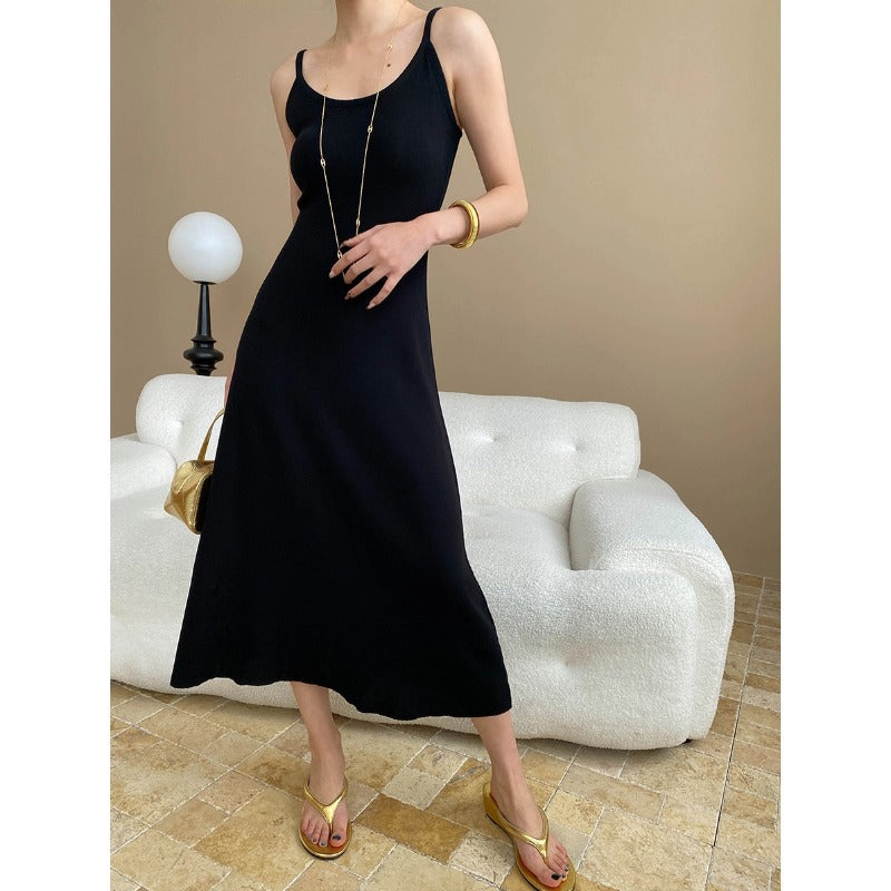 Damen elegantes Maxikleid mit schmalen Trägern und figurschmeichelndem Schnitt Drune