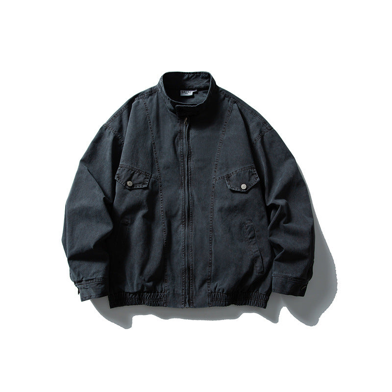 Herren Boxy-Fieldblouson mit Stehkragen, Frontreißverschluss und Pattentaschen Drune