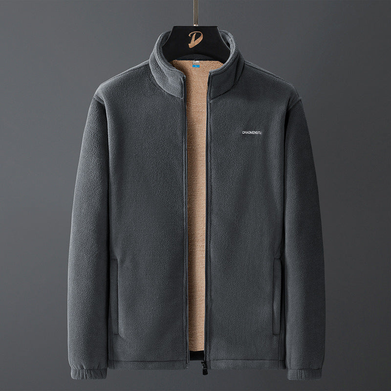 Herren Fleecejacke mit Teddyfutter, Stehkragen und durchgehendem Reißverschluss Drune