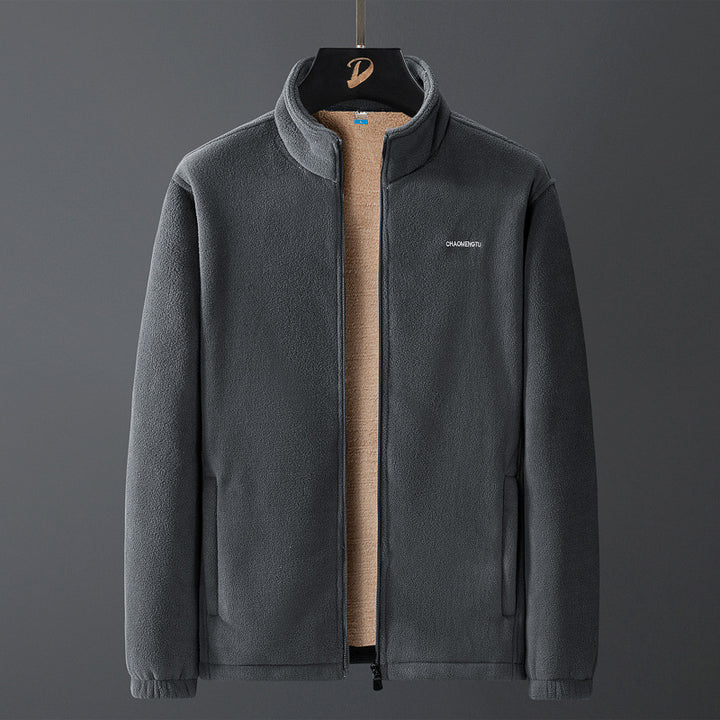 Herren Fleecejacke mit Teddyfutter, Stehkragen und durchgehendem Reißverschluss Drune