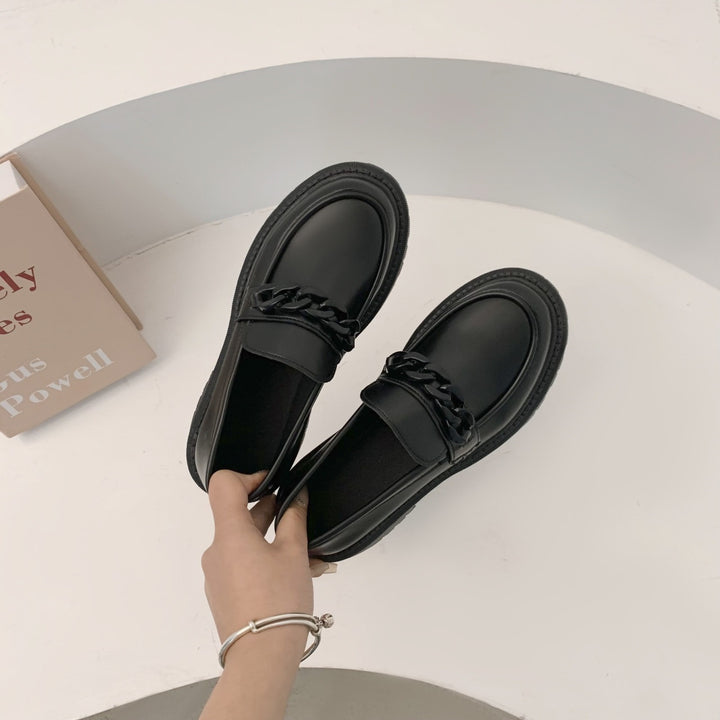 Damen Modische Slip-On-Loafer mit dicker Profilsohle und Kettenapplikation Drune