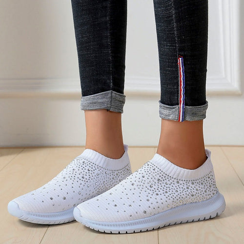 Damen Strick-Slipper-Sneaker mit Strassbesatz und flexibler Komfortsohle Drune