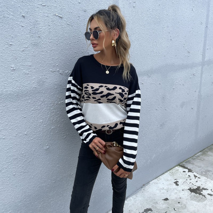 Damen Strickpullover mit Animal-Blockstreifen und Bretonärmeln Drune