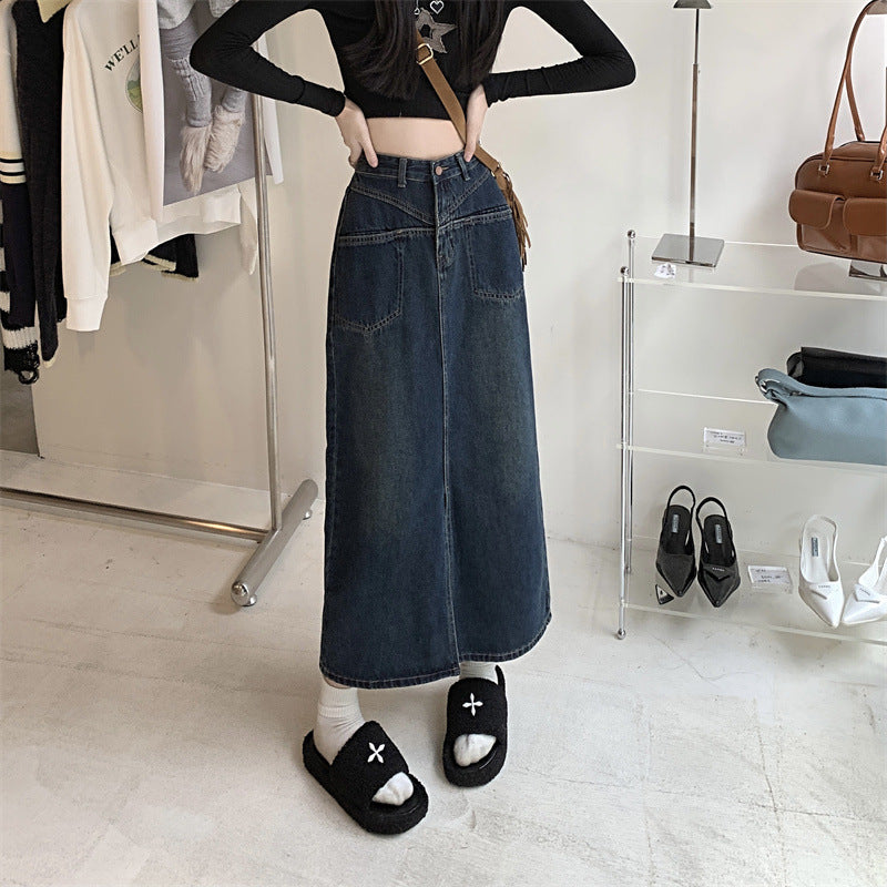 Damen Jeansrock mit hohem Schlitz Drune