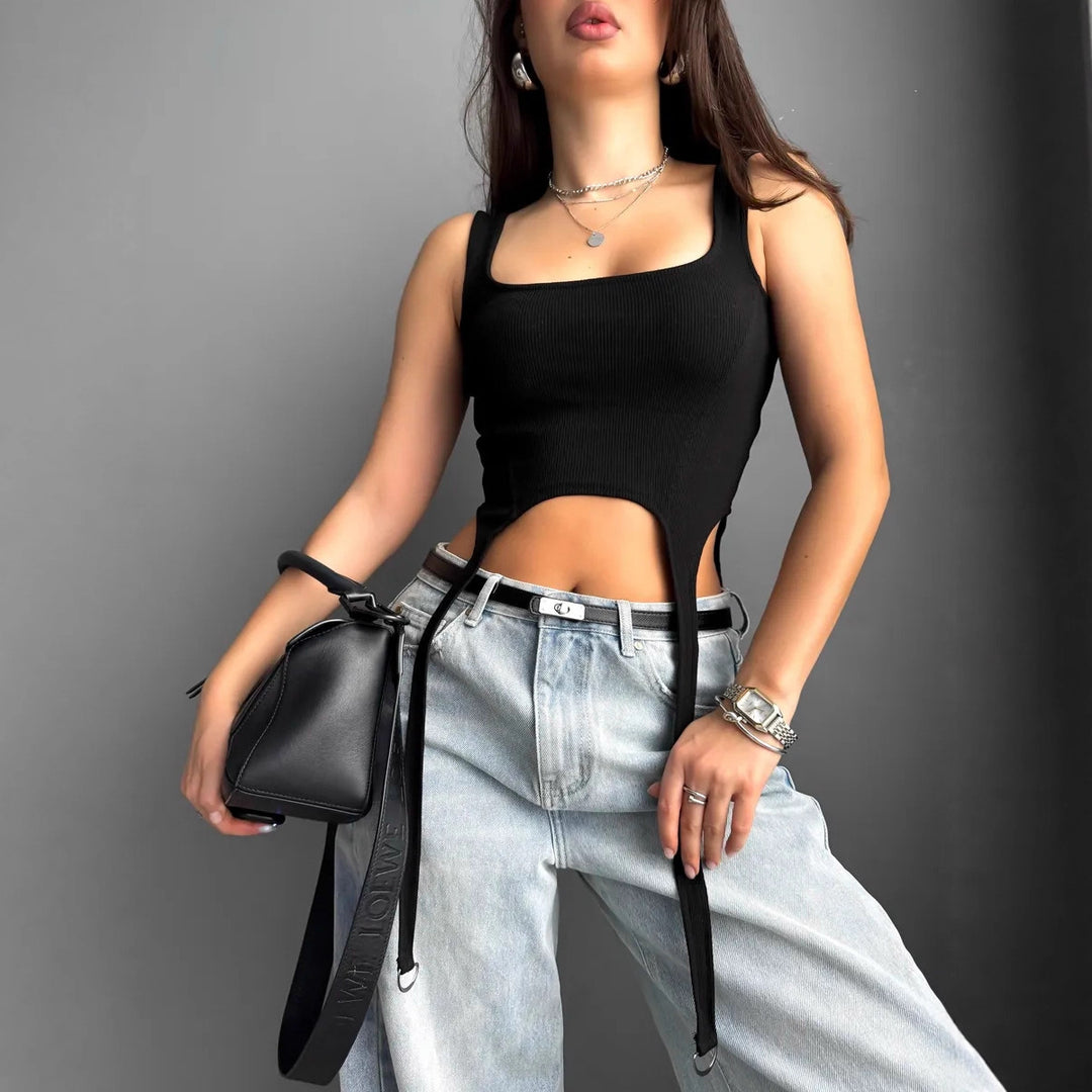 Damen Crop-Top mit innovativem Schnitt und einzigartigen Binde-Details Drune