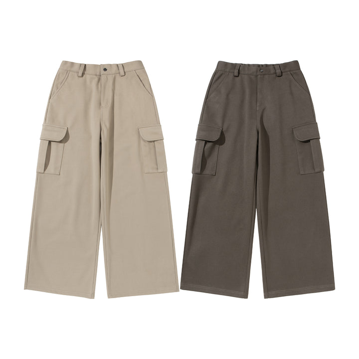 Damen Cropped Cargo-Hose mit weitem Bein und aufgesetzten Taschen Drune