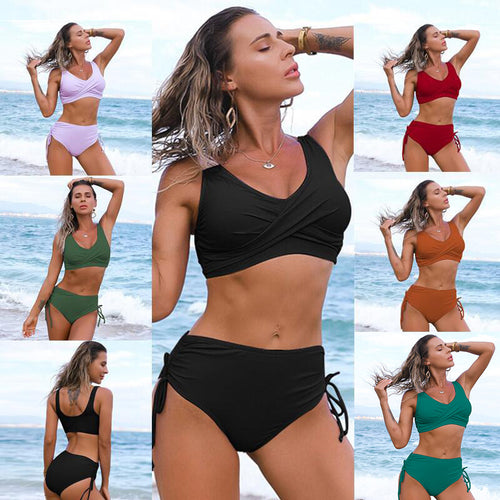 Damen Tankini-Set mit floralem Unterteil und lässigem Wickeloberteil Drune