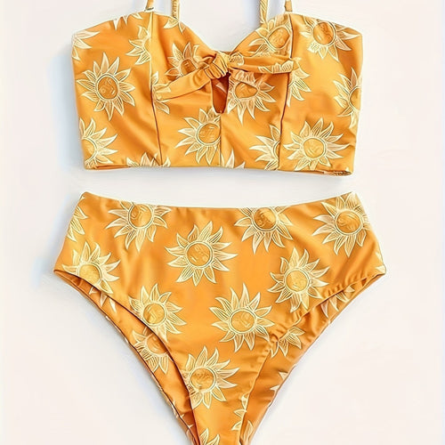 Damen Bikiniset mit strukturiertem Oberteil und hoch geschnittenem Hosenrock Drune