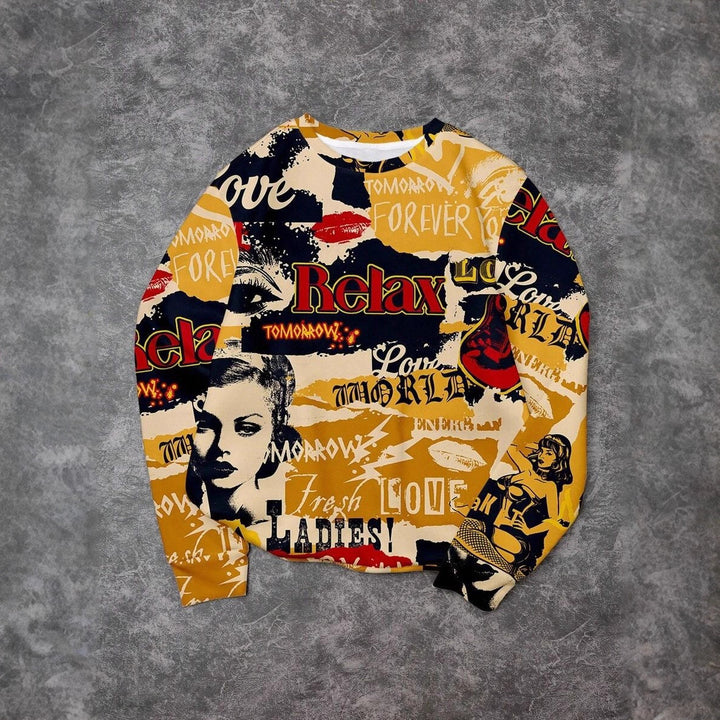 Damen Lässiger Sweatshirt mit kreativem Grafikdruck Drune