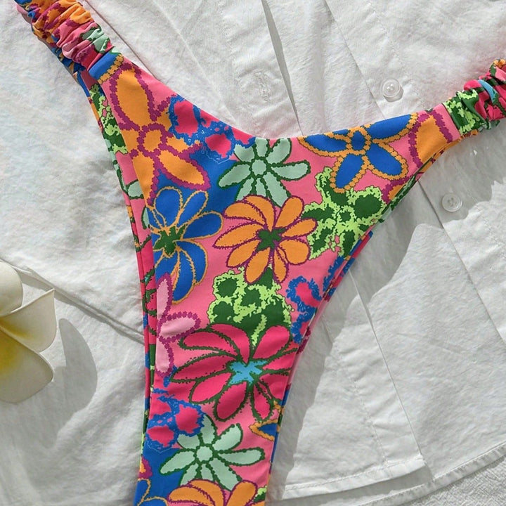 Damen Triangelbikini mit buntem floralen Muster Drune