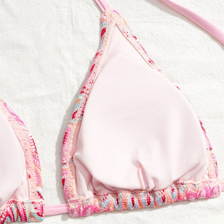 Damen Triangel-Bikini mit Raffinierten Knüpfdetails und Passendem Rock Drune