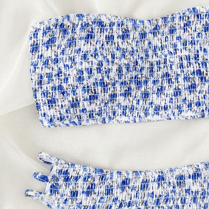 Damen Bandeau-Bikini mit modischem Rüschendesign und hoher Taille Drune