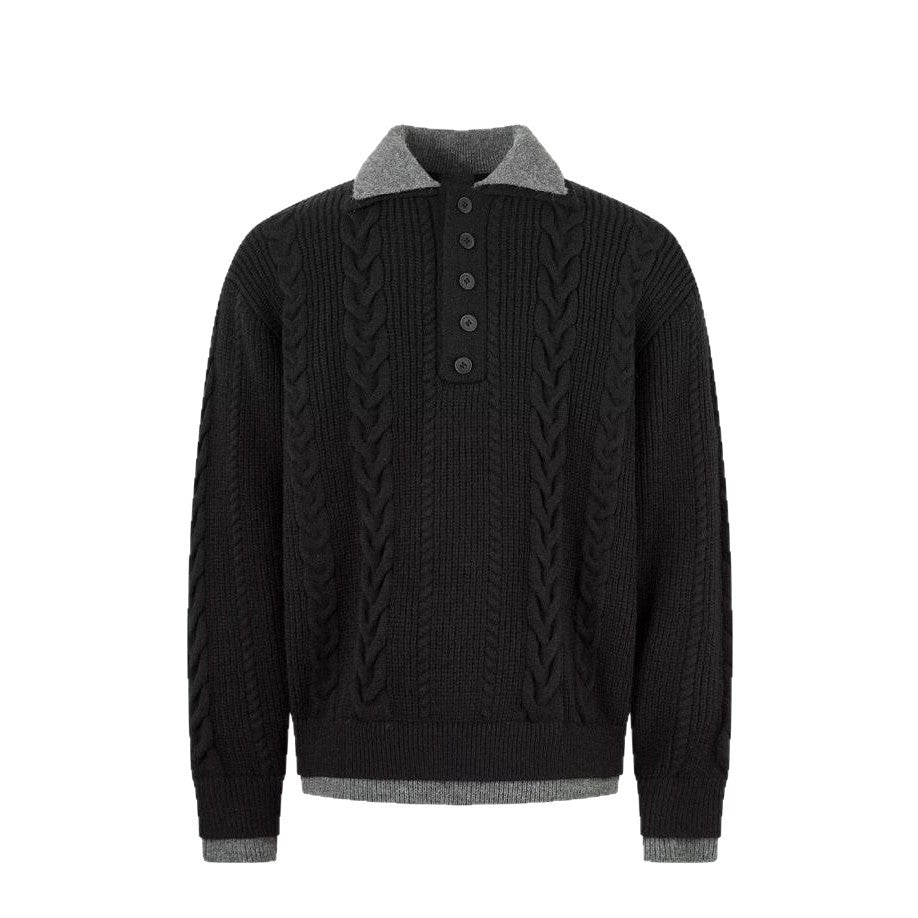 Herren Modischer Grobstrickpullover mit Polokragen Drune