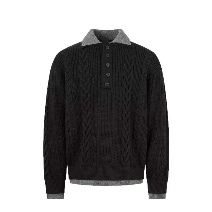 Herren Modischer Grobstrickpullover mit Polokragen Drune