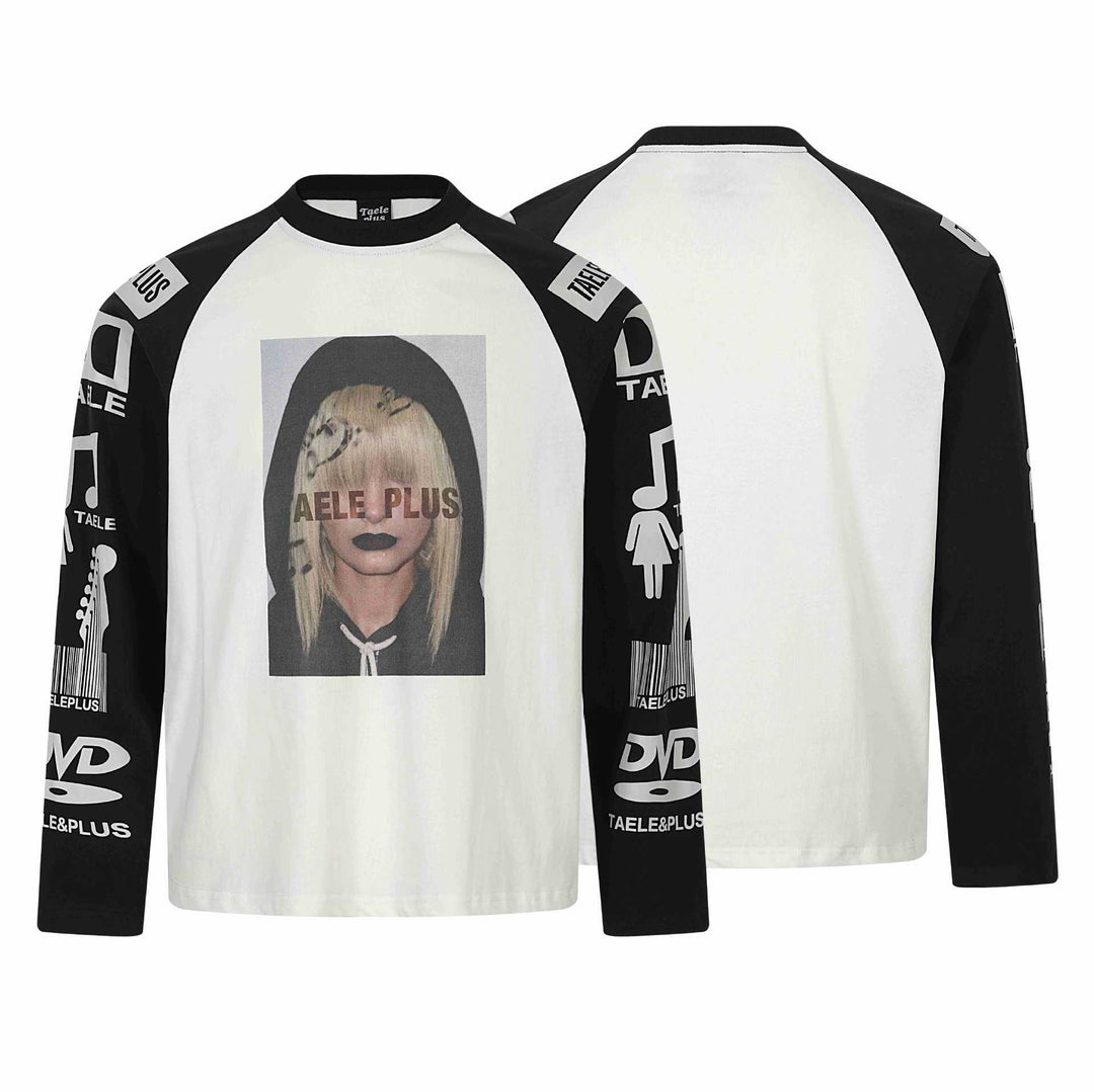 Unisex Langärmliges Raglan-Shirt mit großflächigem Fotoprint und Logo-Ärmeln Drune