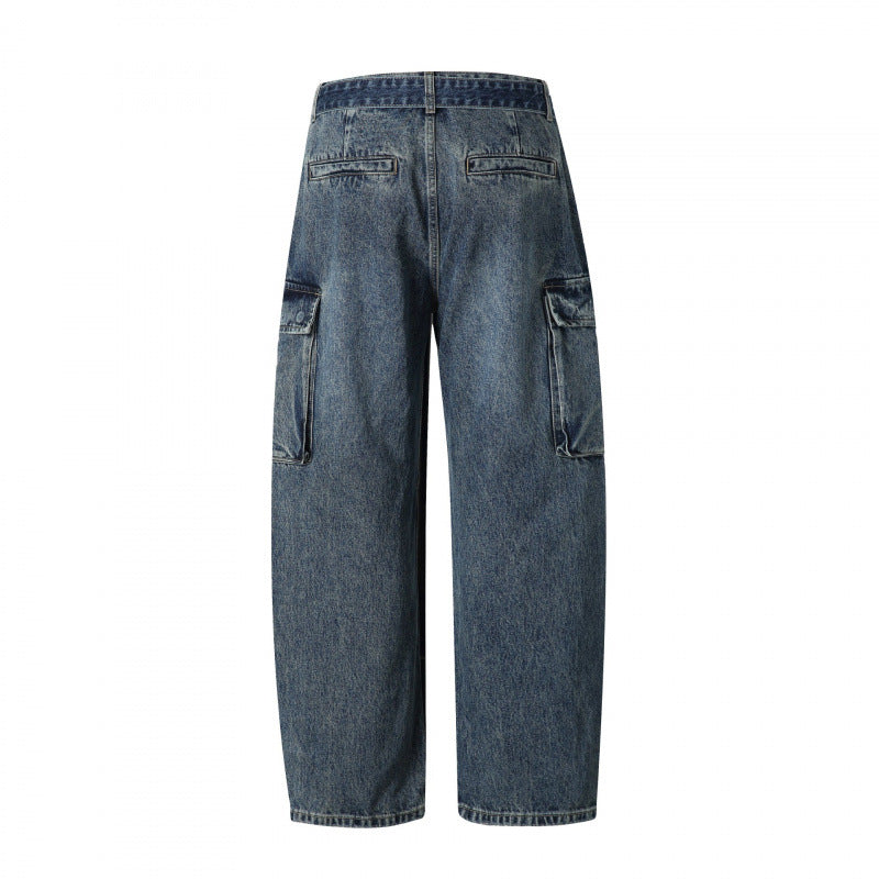 Damen Cargo-Jeans mit hohem Bund, weitem Relaxed-Fit und abnehmbarem Denim-Gürtel Drune