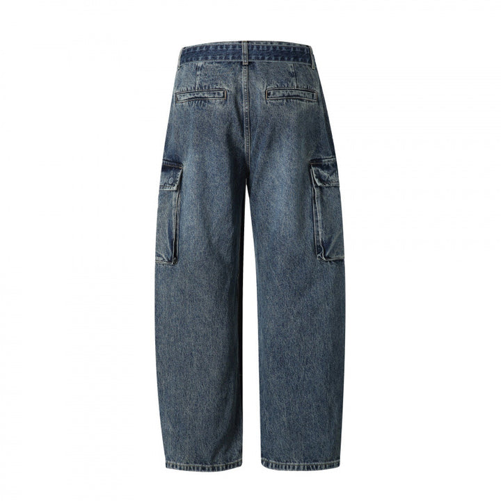 Damen Cargo-Jeans mit hohem Bund, weitem Relaxed-Fit und abnehmbarem Denim-Gürtel Drune