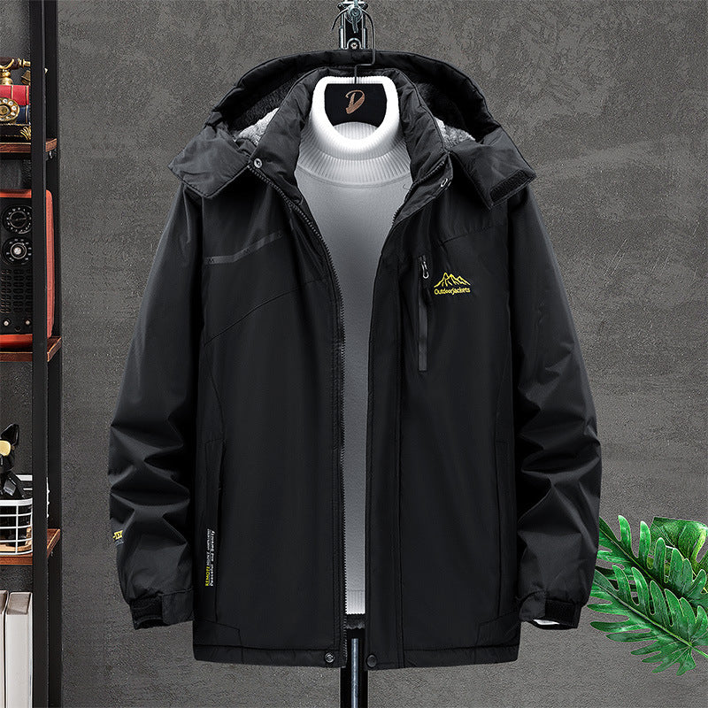 Herren wasserdichter isolierter Outdoorparka mit abnehmbarer Kapuze, Thermofutter und verdeckten Reißverschlusstaschen Drune