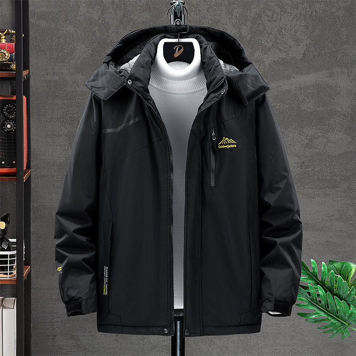 Herren wasserdichter isolierter Outdoorparka mit abnehmbarer Kapuze, Thermofutter und verdeckten Reißverschlusstaschen Drune
