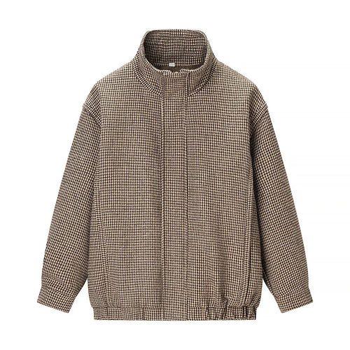 Damen nan leichte Hahnentritt-Übergangsjacke mit hohem Stehkragen, elastischem Saum und verdecktem Reißverschluss Drune