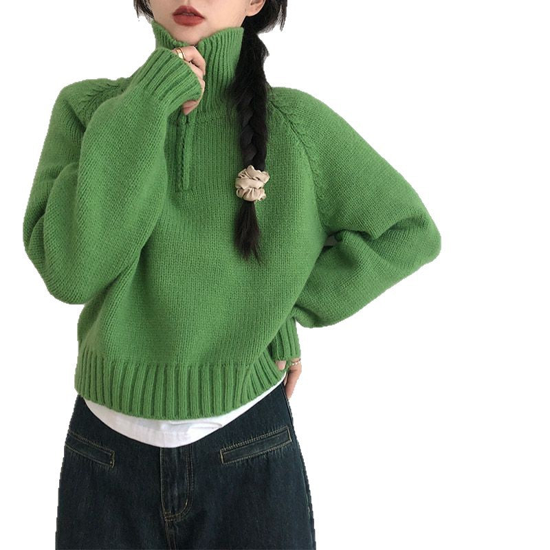 Damen modischer Stehkragenpullover aus hochwertigem Strick Drune