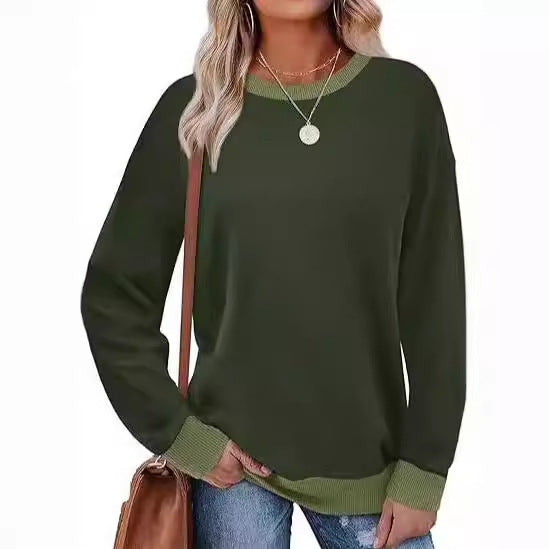 Damen bequemer Sweatshirt mit Raglanärmeln und dekorativem Kragen Drune