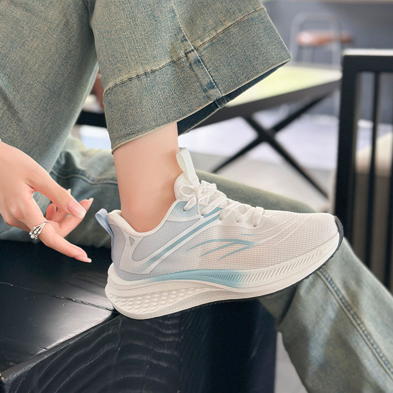 Damen Leichter Laufsneaker mit dicker Dämpfungs-Plateausohle und atmungsaktivem Mesh-Obermaterial Drune