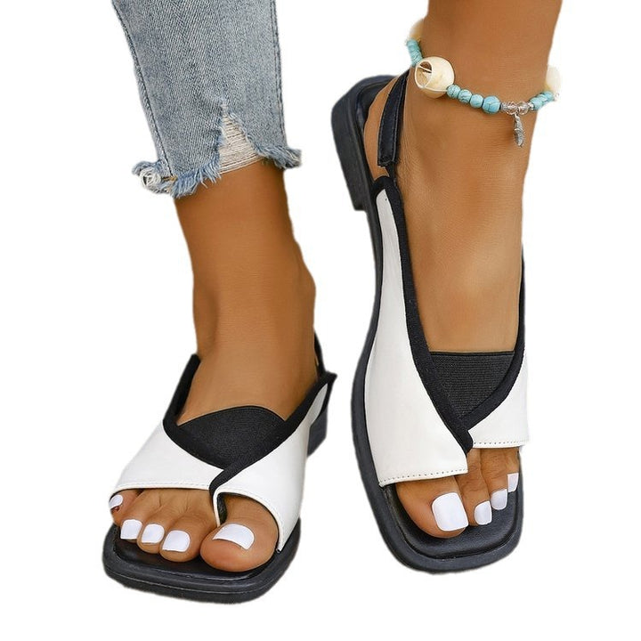 Damen nan Zehenring-Sandalette mit Schlangenprägung, elastischem Mittelfußriemen und gepolstertem Komfortfußbett Drune