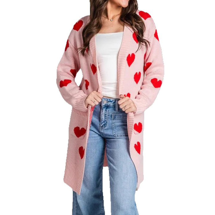 Damen Strickjacke mit Herzmuster und praktischen Taschen Drune