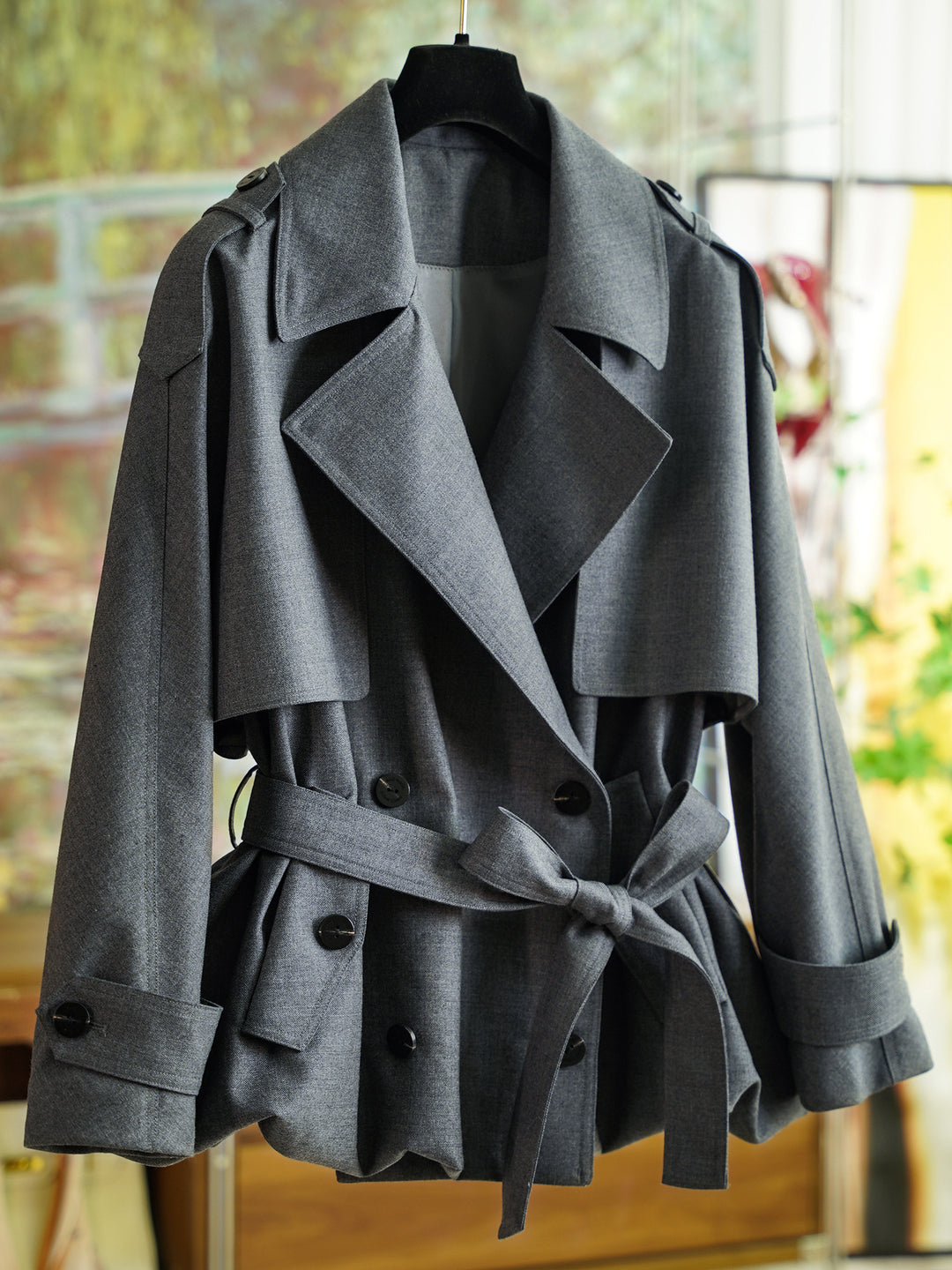 Damen Modischer Trenchcoat mit Taillengürtel Drune