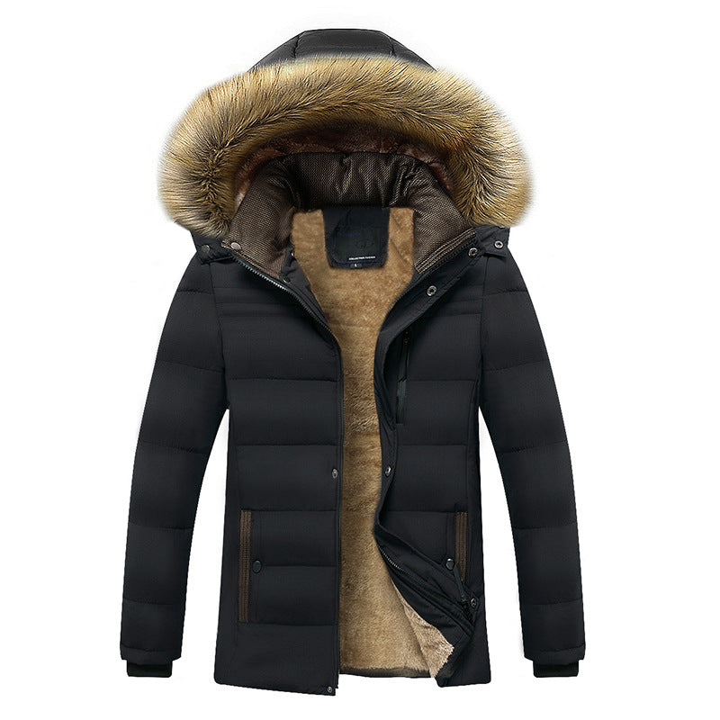 Herren Winterparka mit wärmendem Teddyfutter, abnehmbarer Kapuze und hoher Stehkragen Drune