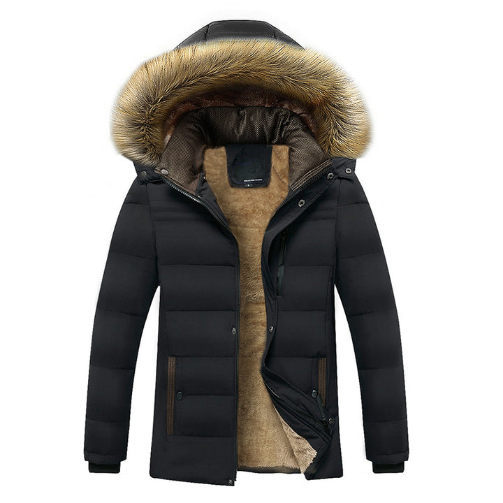 Herren Winterparka mit wärmendem Teddyfutter, abnehmbarer Kapuze und hoher Stehkragen Drune