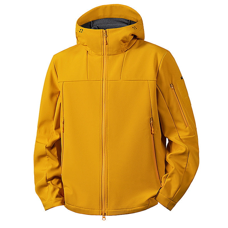 Herren wind- und wasserabweisende Softshelljacke mit Kapuze und taktischen Taschen Drune