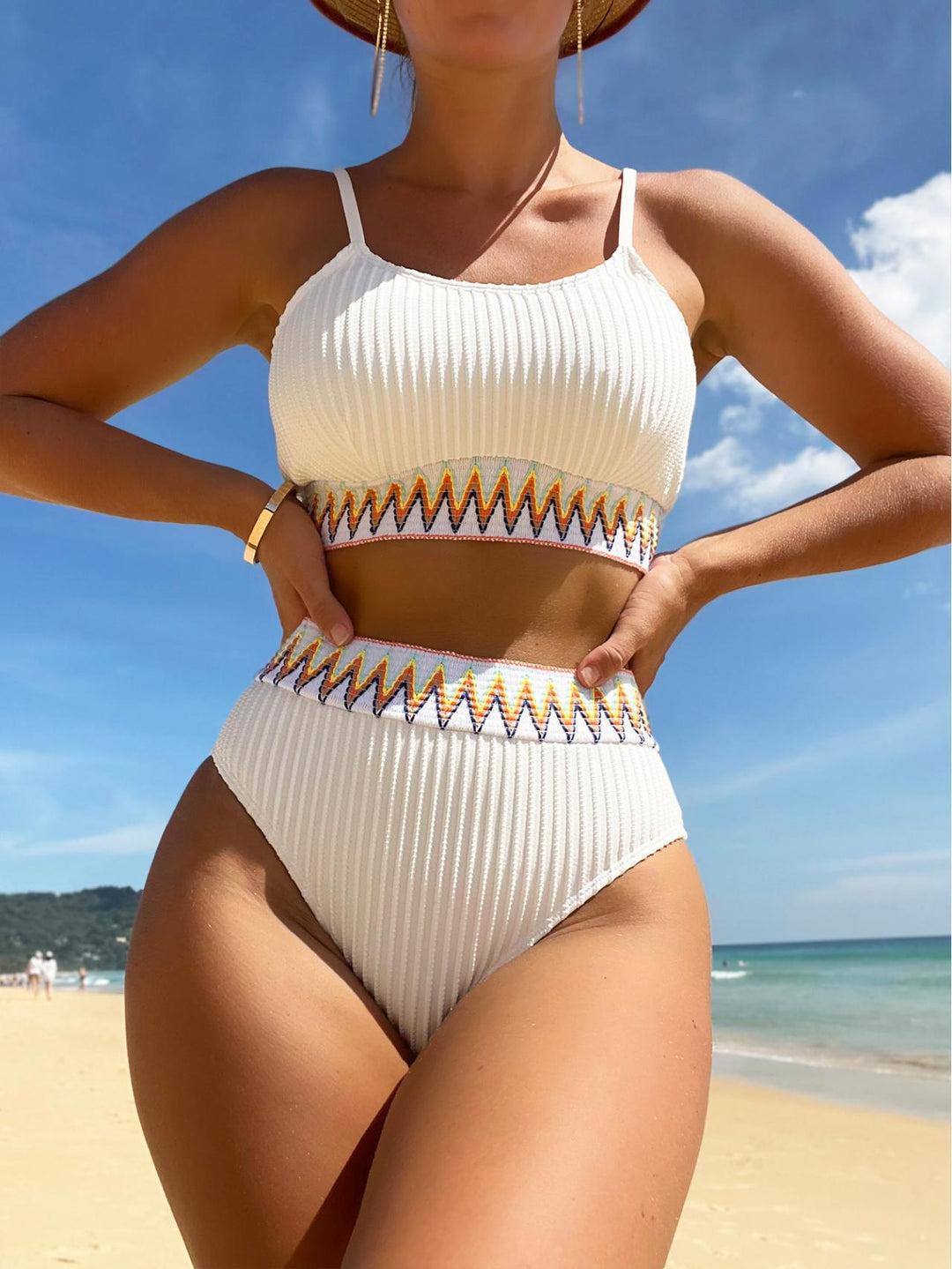 Damen Bunt gemusterter High-Waist Bikini Drune