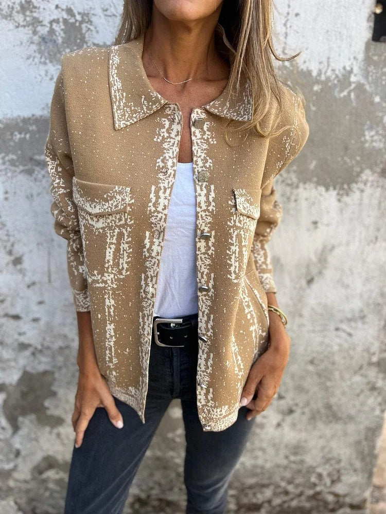 Drune | Bedruckte Metallknopf Gestrickte Reversjacke
