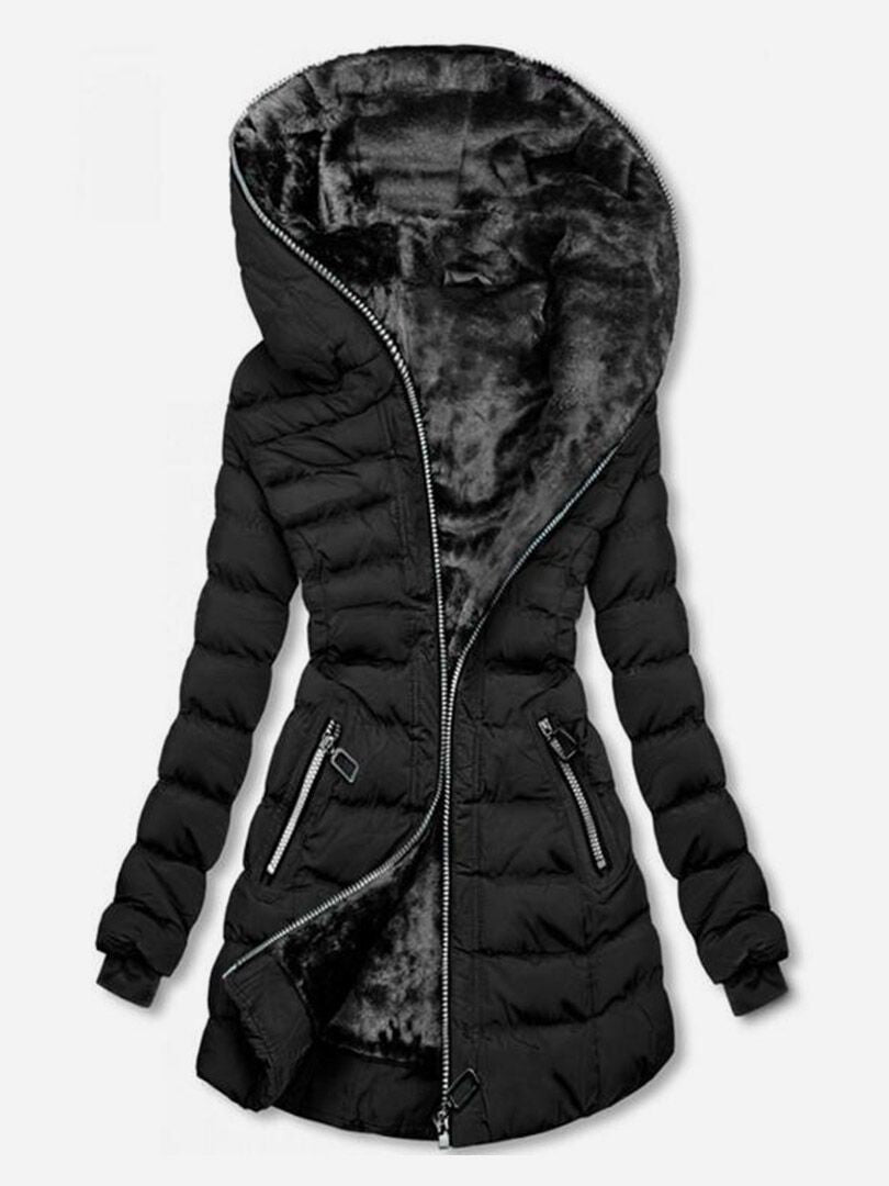 Damen gesteppte Winterjacke mit luxuriösem Futter und modischem hohem Kragen Drune