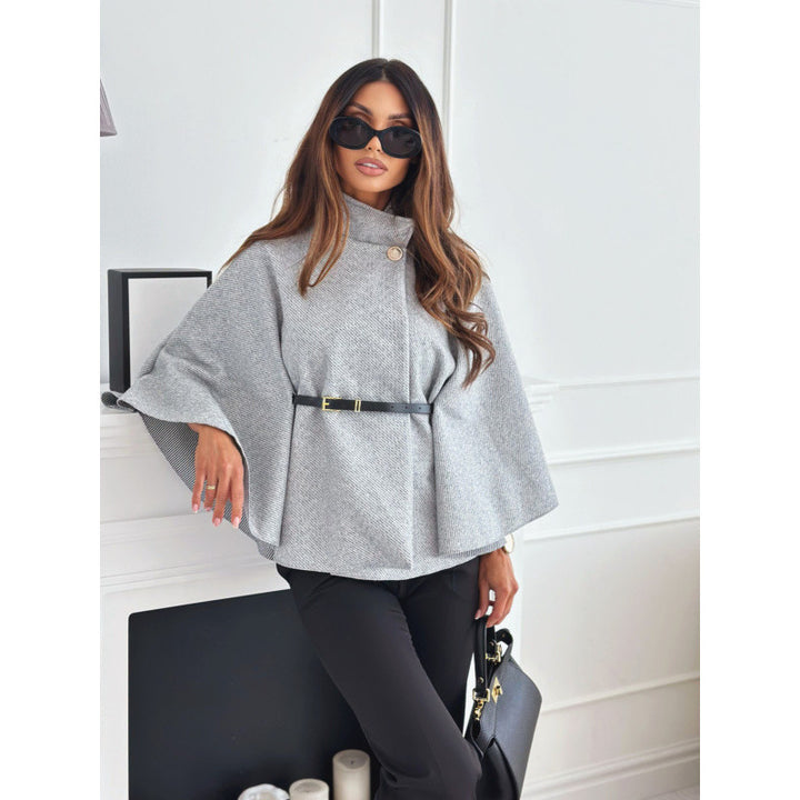 Damen modischer und eleganter Poncho mit Taillengürtel Drune