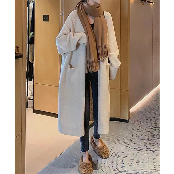 Damen Oversized Strickmantel mit Taschen und lässigem Schnitt Drune
