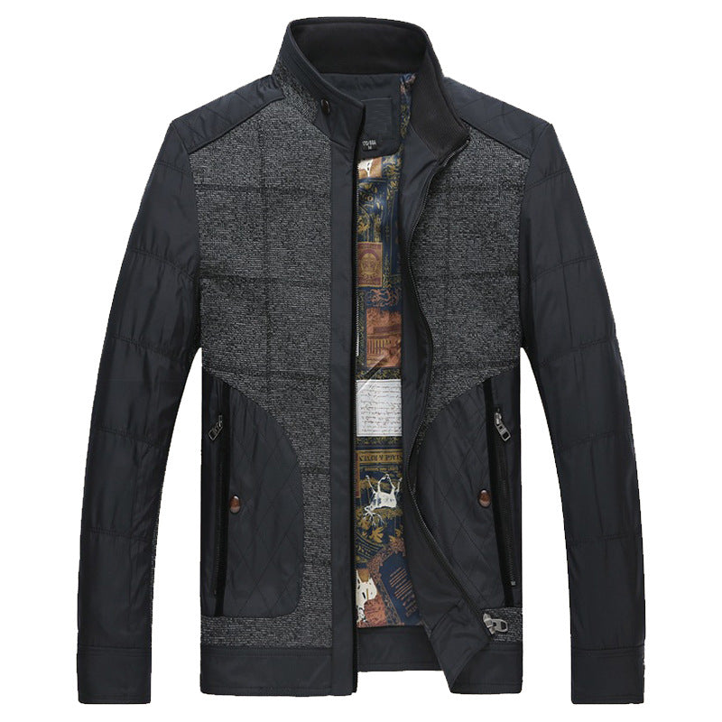 Herren Stepp- und Strickmix-Freizeitjacke mit Stehkragen und gemustertem Innenfutter Drune