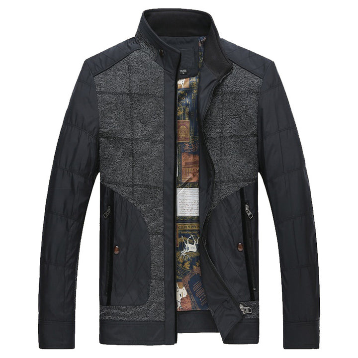 Herren Stepp- und Strickmix-Freizeitjacke mit Stehkragen und gemustertem Innenfutter Drune
