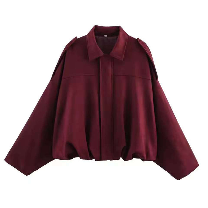 Damen Kurzjacke im Oversize‑Schnitt mit Ballon Saum und Schulterklappen Drune