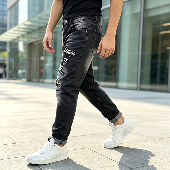 Herren Modische Ripped Jeans mit grafischen Prints Drune