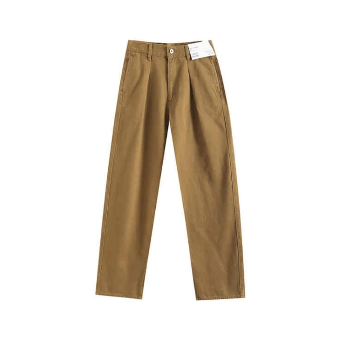 Damen weite Chino-Hose mit hohem Bund und praktischen Taschen Drune